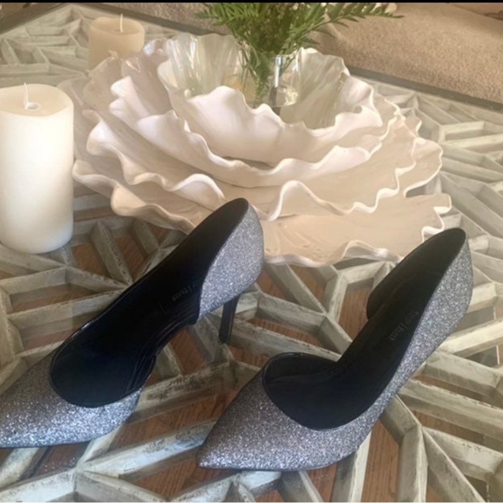 Elegant Silver Glitter Heels